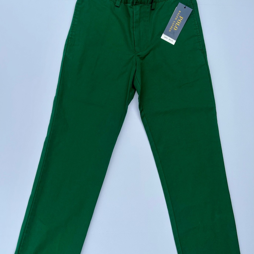 NWT Polo Ralph Lauren Green Twill Pants, Size 8
